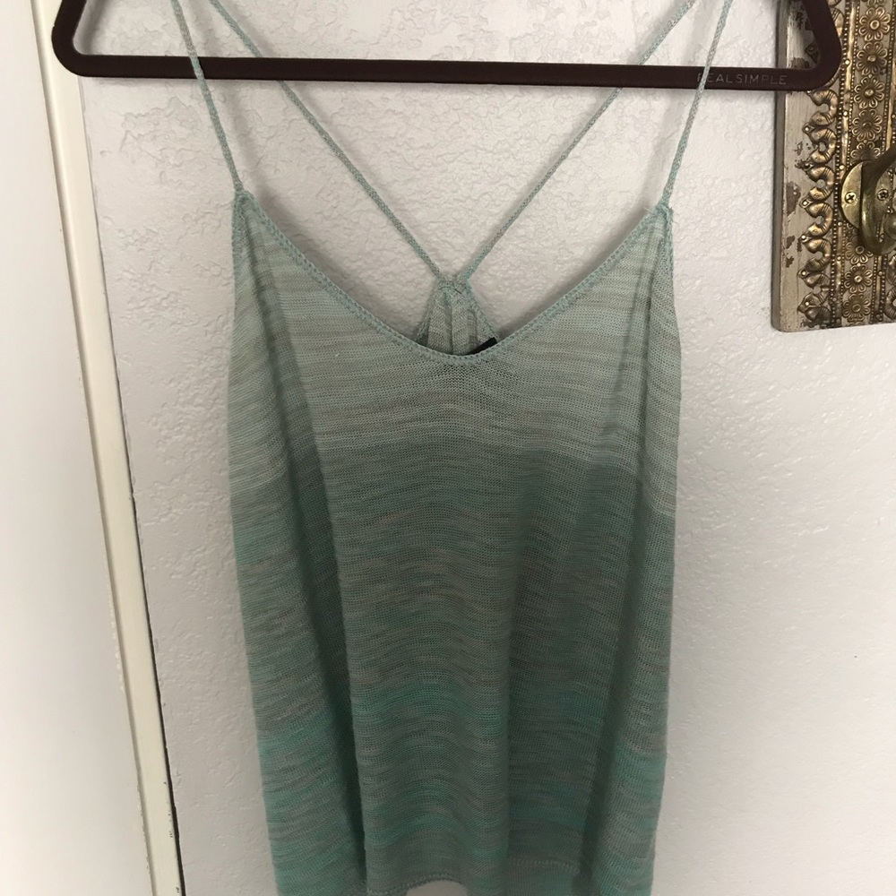 Full tilt turquoise open back tank top